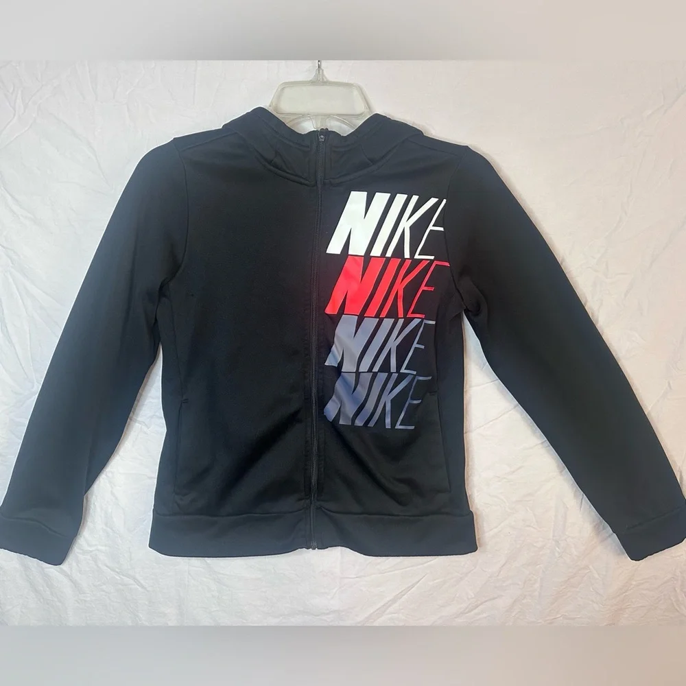 Nike Youth Large Full-Zip Hoodie Black Logo Graphic